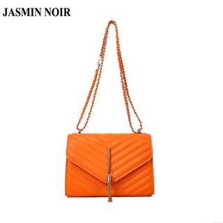 Jasmin NOIR กระเป๋าสะพายไหล่ แต่งสายโซ่ พิมพ์ลายทาง แฟชั่นสําหรับสตรี