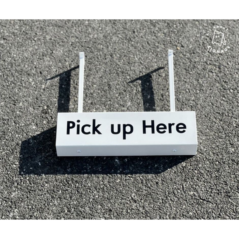 ป้าย Pick up / Order Here ป้ายซิงค์ ป้ายติดเพดาน ป้ายคาเฟ่มินิมอล ขนาด 35x10cm ซิงค์ยกกล่อง+ขาเหล็ก