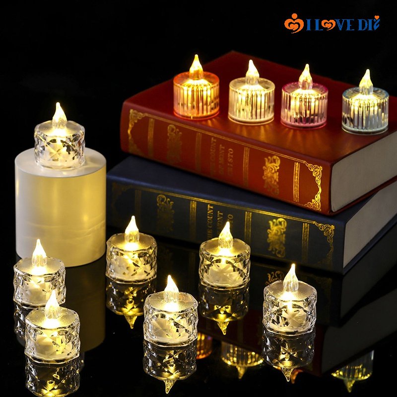 โคมไฟเทียน LED อะคริลิคใส ขนาดเล็ก ใช้แบตเตอรี่ สไตล์โรแมนติก สําหรับตกแต่งบ้าน ปาร์ตี้