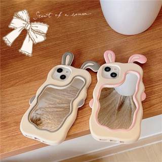 Cartoon เคส For Huawei Mate50 Mate40 Mate30 P60 P50 P40 Pro Nova 11 10 9 9Pro 8 8Pro 7 7Pro กระต่าย กระจกแต่งหน้า เคสมือถือ Mirror Long Ears Rabbit Soft Silicone Case