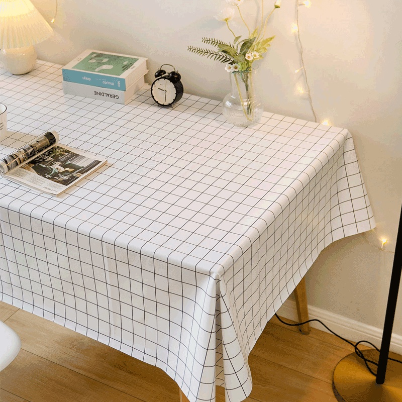 ผ้าปูโต๊ะลายตาราง 💌พลาสติกpeva  ตกแต่งโต๊ะเรียนหนังสือ 3สี3ขนาดให้เลือก พร้อมส่ง💯กันน้ำกันเปื้อน 🥰HM - รูปที่ 2