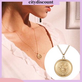 &lt;citydiscount&gt;  สร้อยคอโซ่จี้รูปดอกกุหลาบสไตล์วินเทจสำหรับผู้หญิง