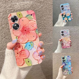 พร้อมส่ง ใหม่ เคสโทรศัพท์มือถือ ซิลิโคนนิ่ม ป้องกัน ลายภาพวาดสีน้ํามัน รูปดอกไม้ สําหรับ Oppo A17 2022