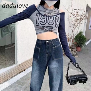 DaDulove💕 New American Retro High Waist Jeans Loose Large Size Wide Leg Pants Fashion Womens Clothing