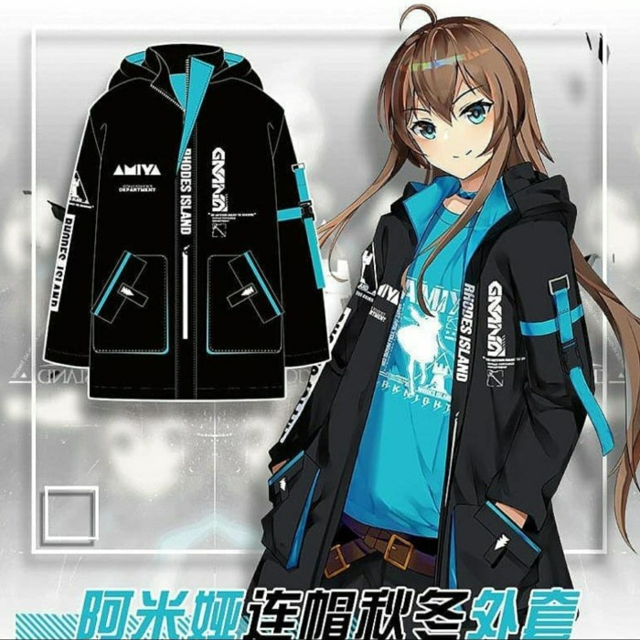 Amiya Arknight Jacket UNISEX คอสเพลย์แจ็คเก็ตผู้ชายผู้หญิง - สีดํา, M เสื้อกันหนาวหมวกสาวขายดีล่าสุด