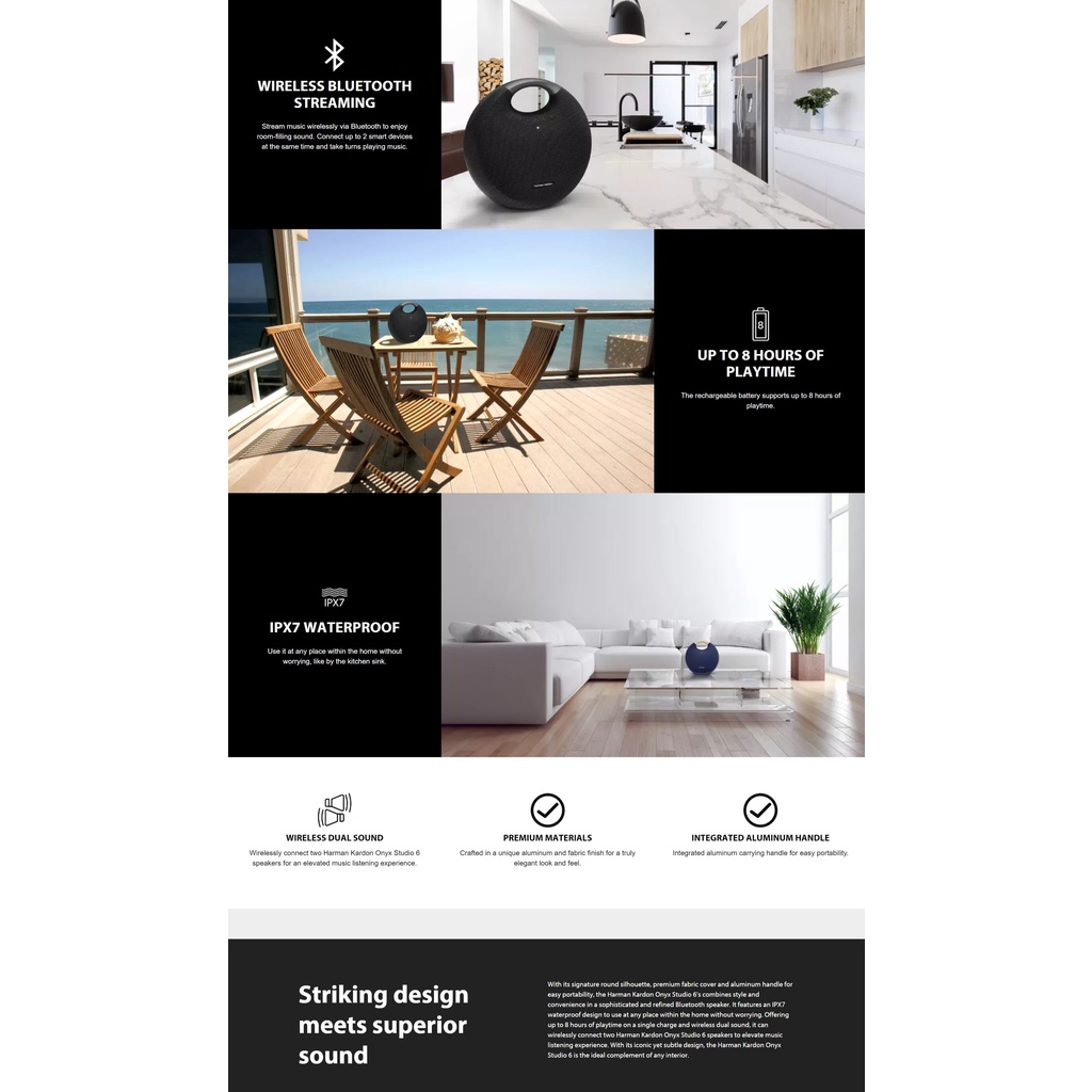 Harman Kardon Onyx Studio 6 Portable Bluetooth Speaker รับประกันศูนย์ไทย 1 ปี