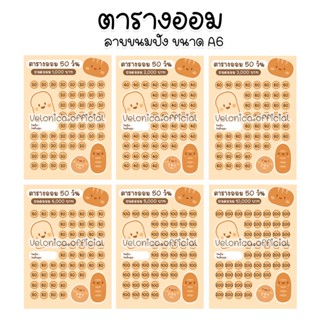 A15 ตารางออมเงิน 50 วัน ลายขนมปัง ขนาด A6 พร้อมส่ง✨(ขั้นต่ำ 2 ใบ)
