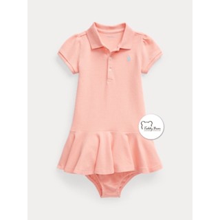 เดรสเด็กผู้หญิง Ralph Lauren ของแท้ Pique Polo Dress &amp; Bloomer (สีโอรส)