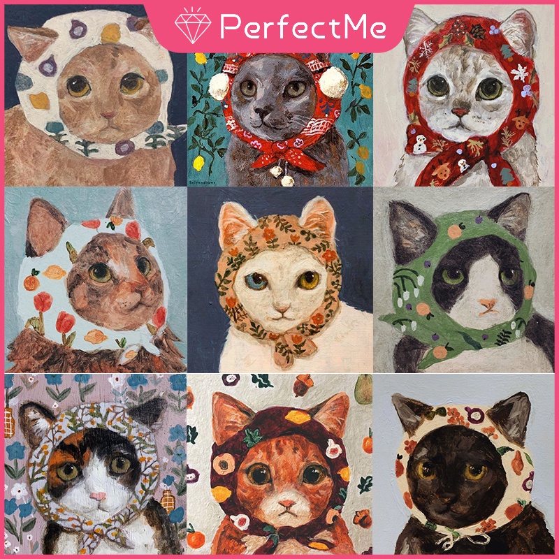 พร้อมส่ง ภาพวาดปักเพชร ผ้าแคนวาส ลายการ์ตูนแมว 5D ขนาด 30×30 ซม. DIY สําหรับตกแต่งผนังบ้าน 动物 5242