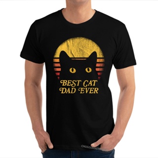 [COD]เสื้อยืดคอกลม ผ้าฝ้ายแท้ พิมพ์ลายแมว dad cat ever cat สําหรับผู้ชายS-5XL