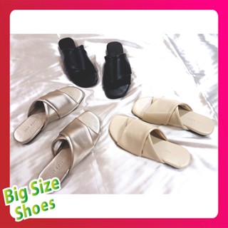 Big Size Shoes รองเท้าแตะ สวยๆ แบบ Marshmellow (ดำ / ครีม / บลอนด์) Size 41 - 45 รองเท้าผู้หญิง