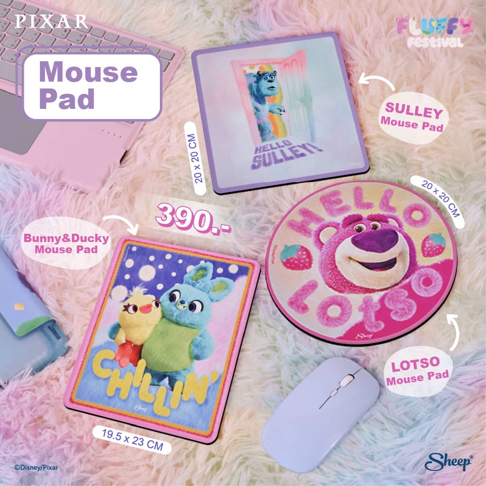 [Fluffy Festival Collection] Mouse Pad แผ่นรองเมาส์ Lottso/Sulley/Bunny & Ducky  ลิขสิทธ์แท้ แผ่นรองเมาส์ดิสนีย์