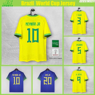 เสื้อกีฬาแขนสั้น ลายทีมชาติฟุตบอล Brazil world cup สําหรับ Neymar Vini JR 2022