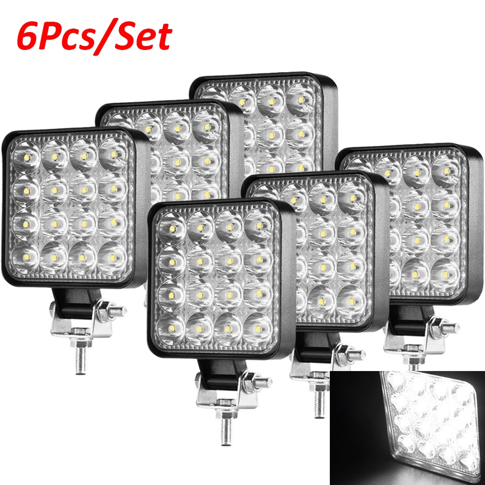 2/4/6 Pcs Mini Led Work Light Bar Square Spotlight 4Inch 48W Work Light Headlight For Truck Off Road