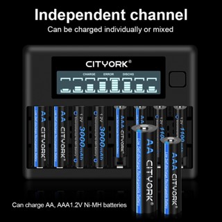 Palo 8ชิ้นแบตเตอรี่1.2V AA + AAA ชาร์จไฟได้ถ่าน AA HR6 NiMH แบตเตอรี่2A AAA NI-MH พร้อมที่ชาร์จแบตเตอรี่8ช่อง AA AAA