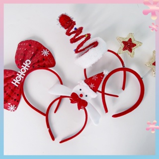 2023 cross-border new Christmas headband womens party decoration Christmas tree headdress five-pointed star headband Christmas ornament