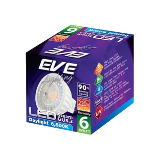 หลอดไฟ LED EVE MR16 STEAM 220 โวลต์ 6 วัตต์ DAYLIGHT GU5.3 สีขาว