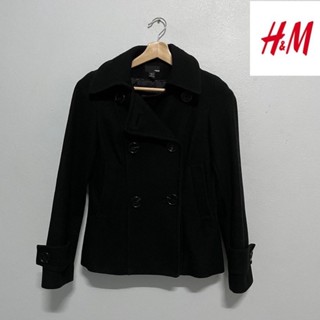 แท้ 💯% Used H&amp;M Coat size EU36, US6 (อก 34”-36”) เสื้อโค้ท ทรงสั้น สีดำ เรียบหรู ดูแพง สภาพดี เหมือนใหม่