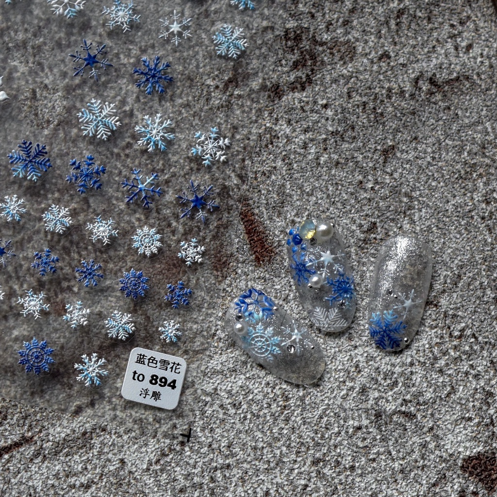 สติ๊กเกอร์ลายเส้นคมชัด ติดเล็บลายสโนว์เฟล็ก เกล็ดหิมะ snowflake 5D tomoni #to894