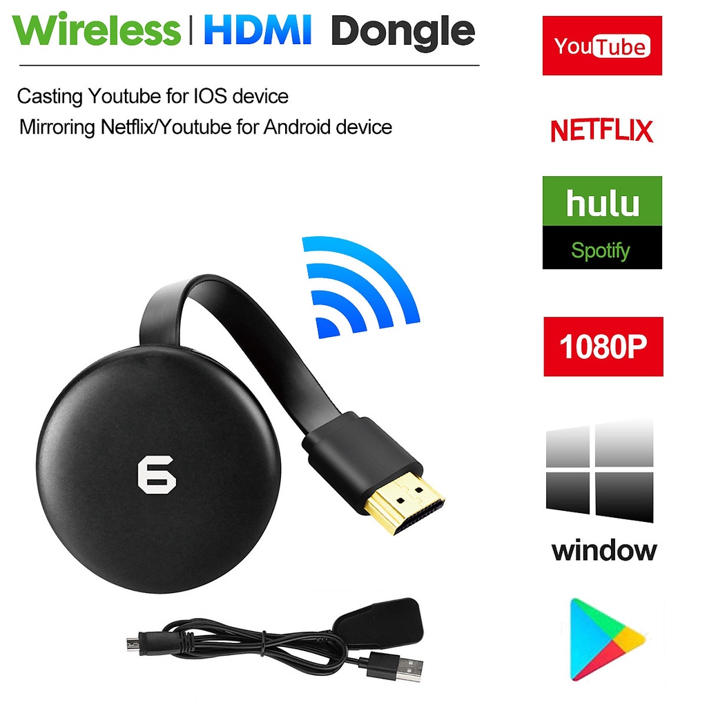 WIRELESS HDMI SET CONNECTORS PHONE TO WIRELESS G6 TV สําหรับ BOTH ANDROID และ IOS
