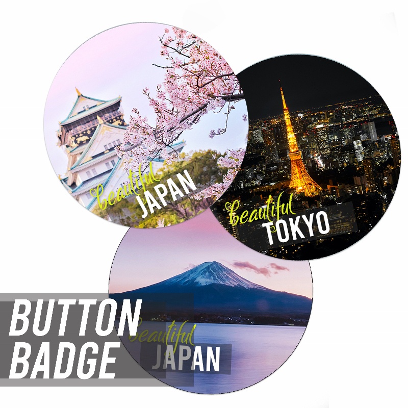 ตรากระดุม Japan Mount Fuji Sakura Tokyo ของที่ระลึก 50 mm