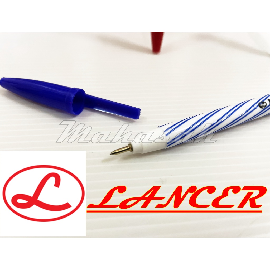 ปากกา ปากกาแลนเซอร์  (10 ด้าม) Pen Lancer Spiral  ปากกาลูกลื่น ขนาด 0.5 มม.
