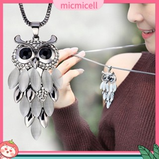 (micmicell) เครื่องประดับ สร้อยคอจี้นกฮูกประดับไรน์สโตน สำหรับผู้หญิง