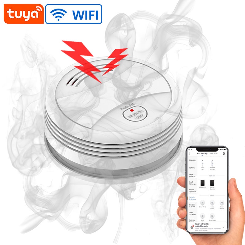 Amazz - Smoke Detector Tuya WiFi Smoke Alarm Fire Protection Sensor Fire Alarm Home Security System Firefighters