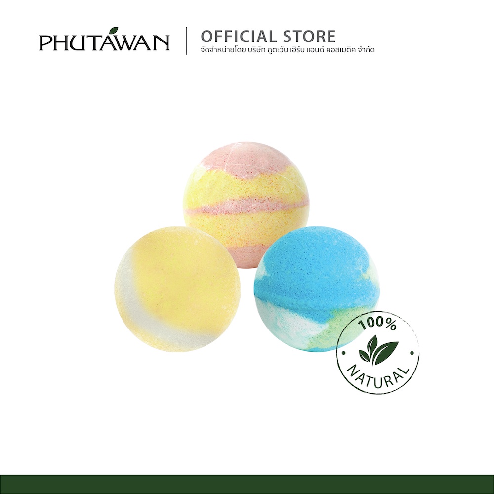 phuatwan Bath Bomb เติมกลิ่นหอมๆ สีน้ำสวยๆ ระหว่างอาบน้ำ (เลือกกลิ่นในลิ้งนี้) ไม่มีฟองนะคะ 180 g
