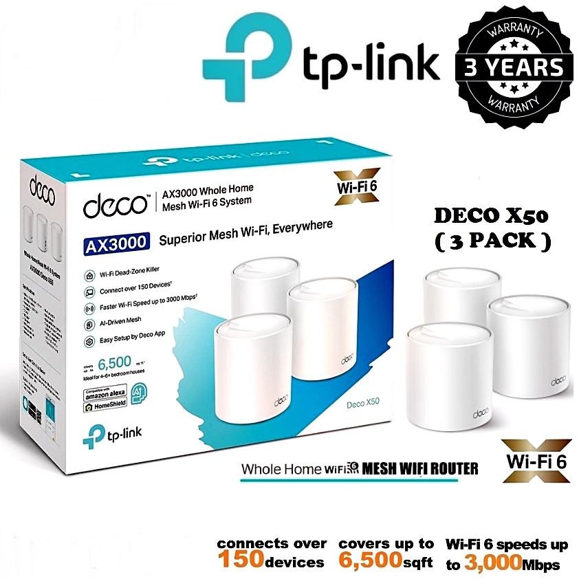 🔥ขายดีมาก🔥 TP-LINK (Deco X50) AX3000 Whole Home Mesh Super-fast WiFi 6 ที่เร็วขั้นสุดด้วยความเร็วสูง