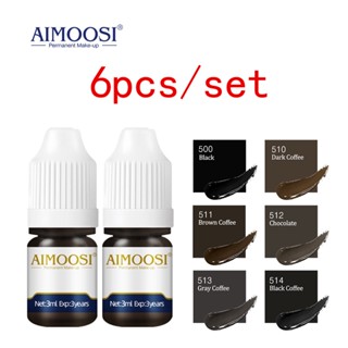 Aimoosi หมึกสักคิ้วถาวร สีพื้น 6 ชิ้น ต่อชุด