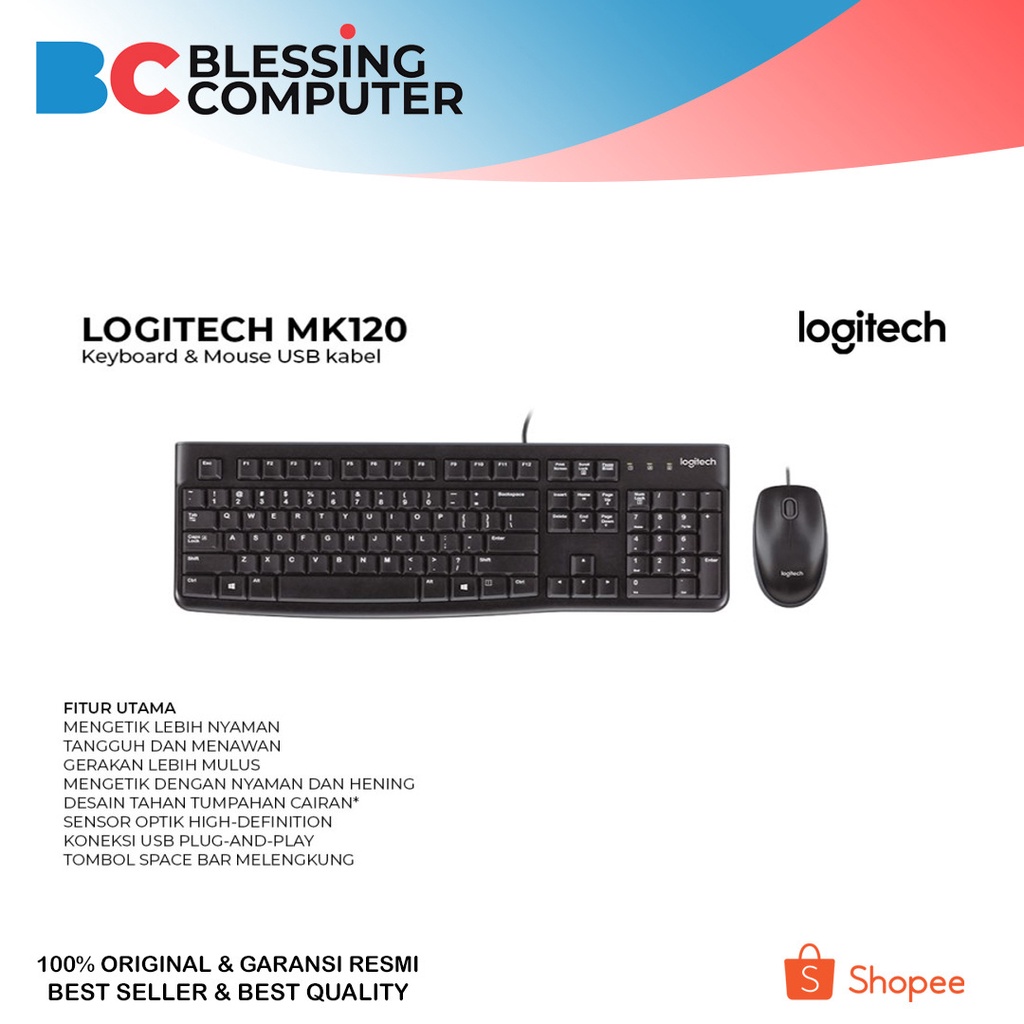 เมาส์คีย์บอร์ด Logitech USB MK120