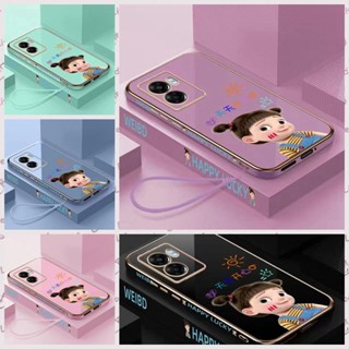 Huawei P30 Lite P20 P20 Pro P20 Lite P30 P30 Pro Nva 3 Nva 3i Straight Edge 90 ° Happy Girl เคสโทรศัพท์มือถือ Electroplated