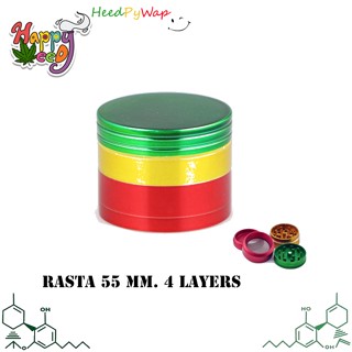 ส่งไว Rasta Grinder Aluminium ที่บด เครื่องบดสมุนไพร 55 มม. Rasta Style Herb Grinder 4 ชั้น อย่างดีสวยงาม กว้าง 55 mm