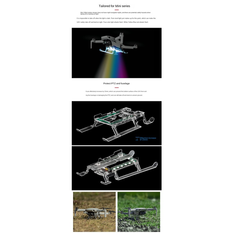 Startrc ขาตั้งกล้อง LED เรืองแสง กันกระแทก สําหรับ DJI Mini 2 Mini SE Mavic Mini #8