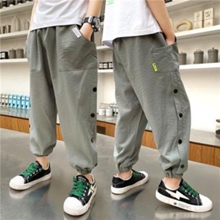 Pants🍀กางเกงกันยุงของเด็กชาย เด็กชาย กางเกงขายาว แบบบาง สำหรับเด็ก ฤดูร้อน สวมใส่ กางเกงกีฬา แห้งเร็ว ในกางเกงเด็กโต น้