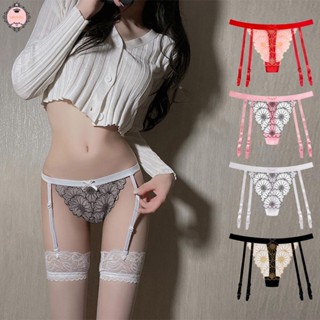 Women Garter Belts G-string Lingerie Lace Sheer See-through Panties Thong Briefs