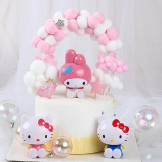 Hello Kitty วีเนียร์ ลายการ์ตูนแมวน่ารัก สําหรับตกแต่งเค้กวันเกิดเด็ก