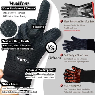 Walfos ถุงมือซิลิโคน ผ้าฝ้าย แบบหนา ทนความร้อน สําหรับห้องครัว 1 ชิ้น