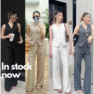 Gabbie Sets ชุดเซ็ท2 ชิ้น เสื้อเบลเซอร์แขนกุดและกางเกงขายาว งานตัดTHESUNCO