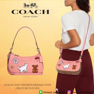 COACH CA420 TERI SHOULDER BAG WITH CREATURE PATCHES