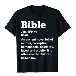 ขายดี!เสื้อยืดท็อปส์ พิมพ์ลาย Atheist Anti-Religion Atheism Bible สุดฮา สําหรับผู้หญิง &amp;amp; เสื้อยืดลําลอง ผ้าฝ้าย แขนส