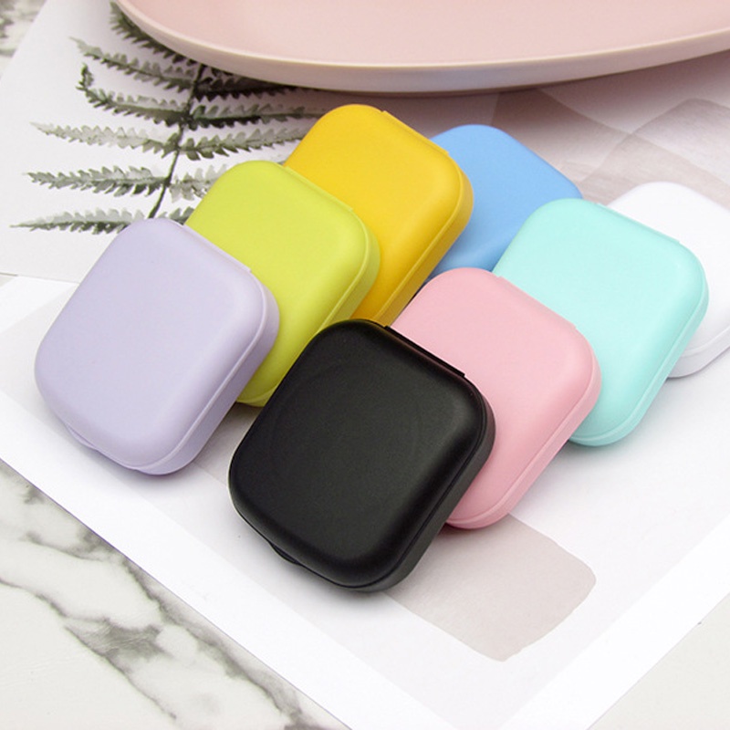 กระเป๋าเรียบแบบพกพามินิคอนแทคเลนส์กรณีง่ายต่อการพกพาเลนส์สีนักเรียนกล่องเก็บกระจกคอนเทนเนอร์ ยืม ชุดเดินทาง