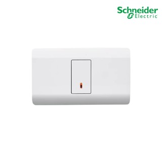 Schneider Electric ชุดสวิตช์ทางเดียว ขนาด 1 ช่องพร้อมหน้ากากสีขาว | ZENcelo  | A8401SH_WE + 8431S_1_WE| PlugOn