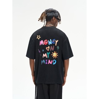 เสื้อยืดแขนสั้น พิมพ์ลายโลโก้ตัวอักษรกราฟฟิติ Harsh and cruel สีสันสดใส สําหรับผู้หญิง