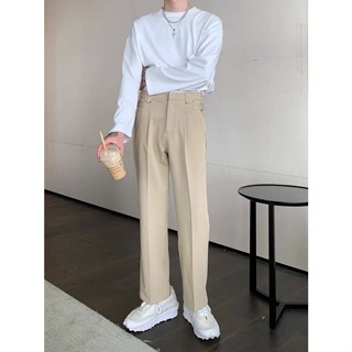 MNO.9 Slacks pants D010 กางเกงสแล็คชาย แต่งเข็มขัด สม็อคหลัง กางเกงผู้ชายขายาว กางเกงขายาว กางเกงทำงานผู้ชาย กางเกงส