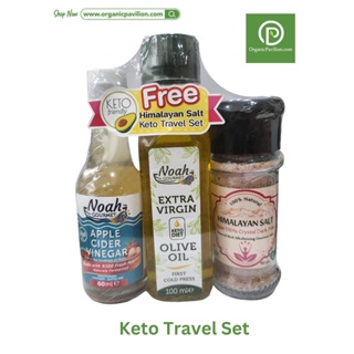 Noah Gourmet Keto Travel Set (Extra Virgin Olive Oil 100ml + Apple Cider Vinegar 60ml + Himalayan Pink Salt Powder 90g)