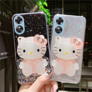 เคสโทรศัพท์ 2022 New Fashion Handphone Case OPPO A17 A17K A77S A77 A57 4G 5G with Cute Cartoon Makeup Mirror Sequins Sparkling Casing TPU Transparent Soft Case Shockproof Protective Cover เคส