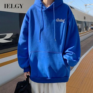 Ielgy เสื้อกันหนาว ผ้าฟลีซ พิมพ์ลาย ทรงหลวม เข้ากับทุกการแต่งกาย สไตล์ฮ่องกง สําหรับผู้ชาย