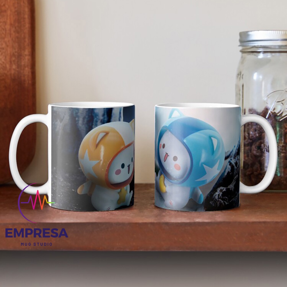 Dudu Bubu Peach Cat แก้วกาแฟเซรามิกอวกาศน่ารัก